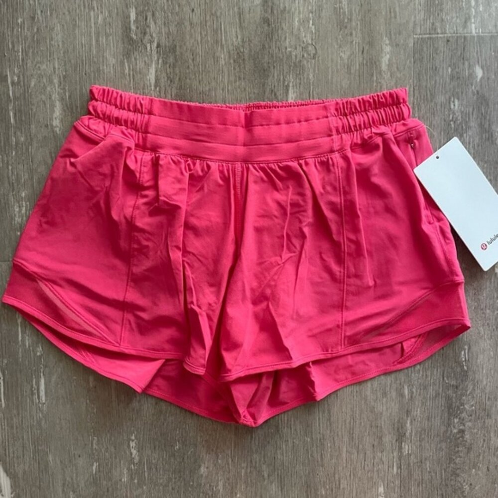 NWT Lululemon Hotty Hot LR Short *Long 4" in Lip Gloss (pink)